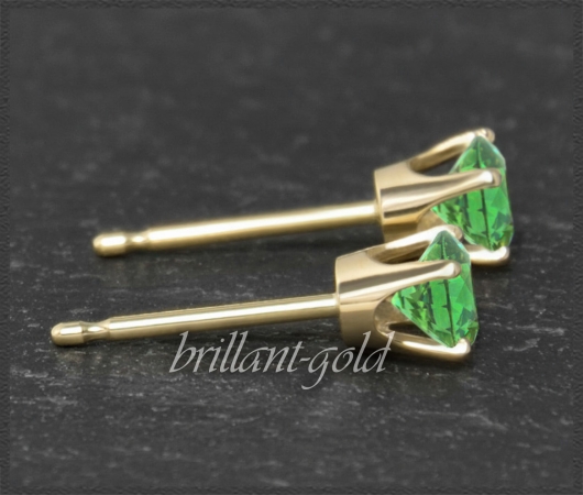 Ohrstecker 585 Gold, Topas smaragd-grün 4,5,6,7mm